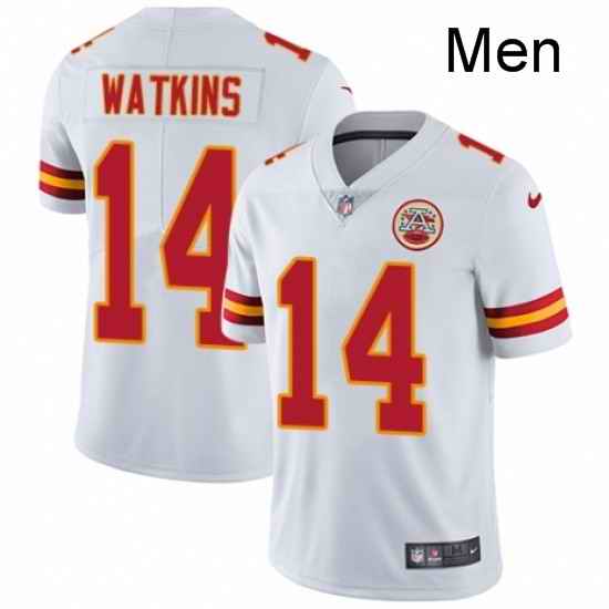 Men Nike Kansas City Chiefs 14 Sammy Watkins White Vapor Untouchable Limited Player NFL Jersey